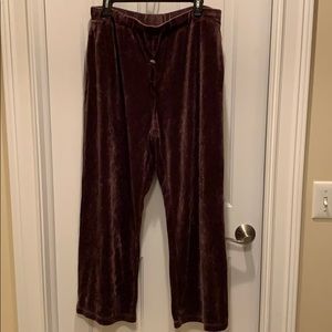 Talbots Cozy Chocolate Brown Velour Wide Leg Pants